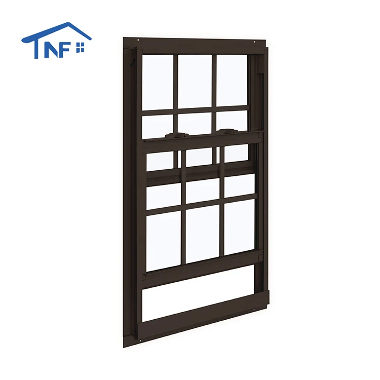 High Quality Top Thermal Break Aluminum Profile Double Glass Single Hung Sliding Windows With Grille