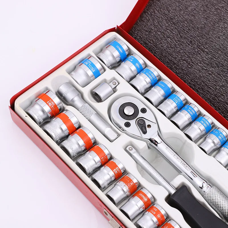 40 Pcs 1/4 & 3/8 Imperial Metric Car Removal Tool Socket Kit Set with Ratchet Handle Hard Case OEM Supported
