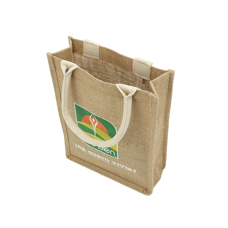 New beautiful custom printed jute bag cocoa beans color quality logo jute bags