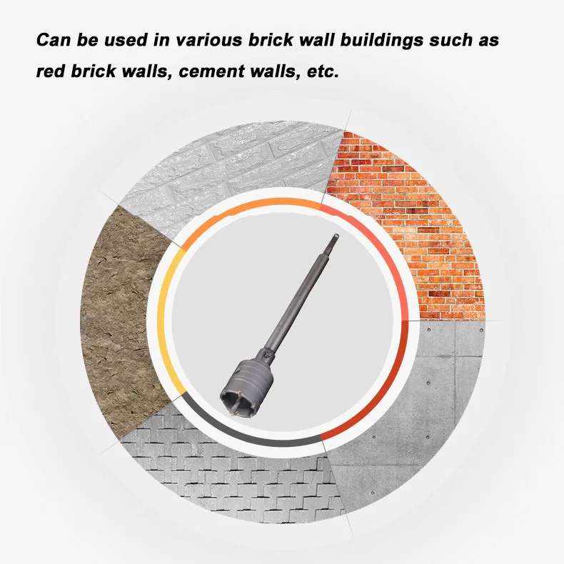Brick cement Stone wall hole saw drill bit 30mm concrete hole saw drill bit SDS shank rod masonry concrete hole saw drill bit