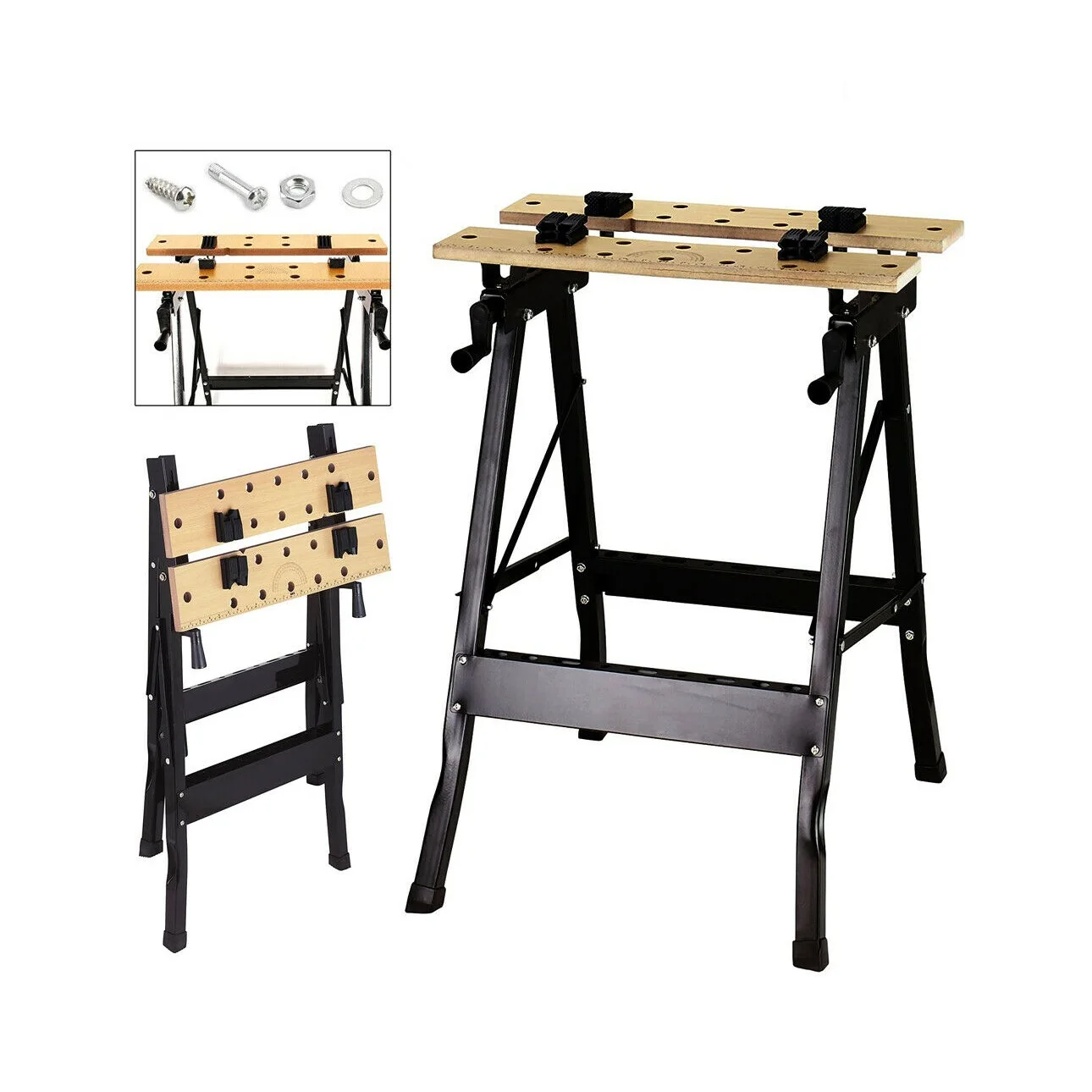 Folding Table Work Bench For Miter Saw Stand With 12 Inch Wood Clamp