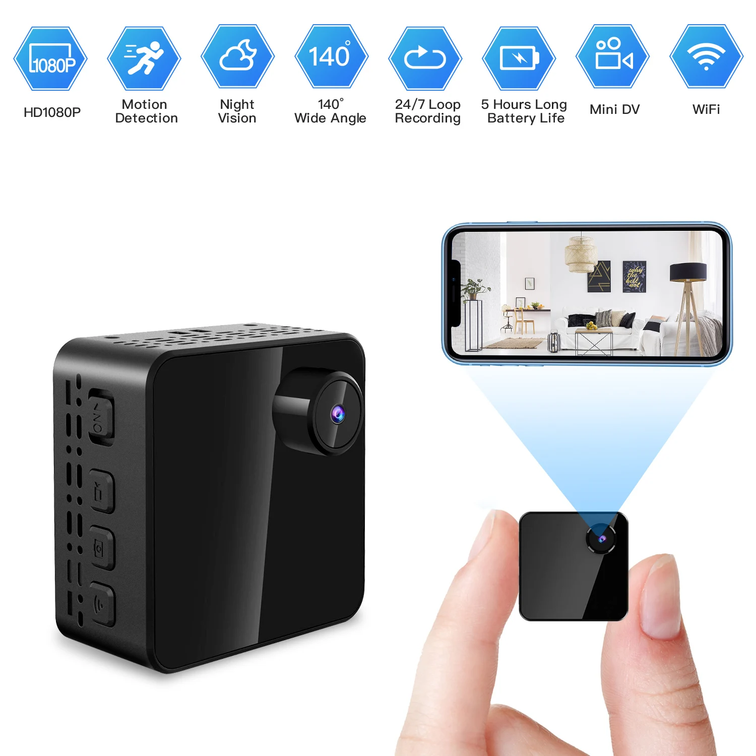 Новое поступление 1080P WiFi Мини шпионская камера беспроводная 140 градусов ночное