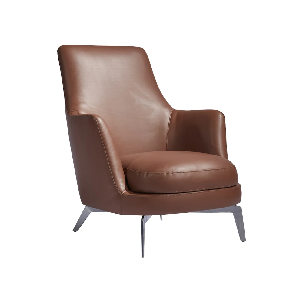 Contemporary Microfiber Leather Linen Cotton Natural Latex Steel Frame Living Room Lounge Chair