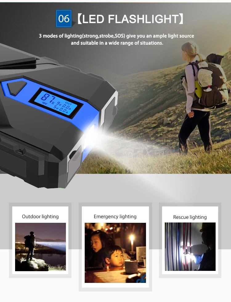 Emergency Kit 18000mah 1000a 12v  24v Jumpstarter Portable Booster Batterie Car Jump Starter Power Bank With Air Compressor