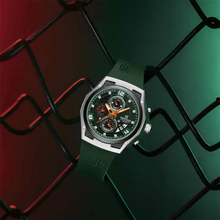 NEW NAVIFORCE NF8051T Mens Casual Sport Wristwatch Chronograph Luxury Silicone Men Watch Auto Date Quartz Waterproof Watches