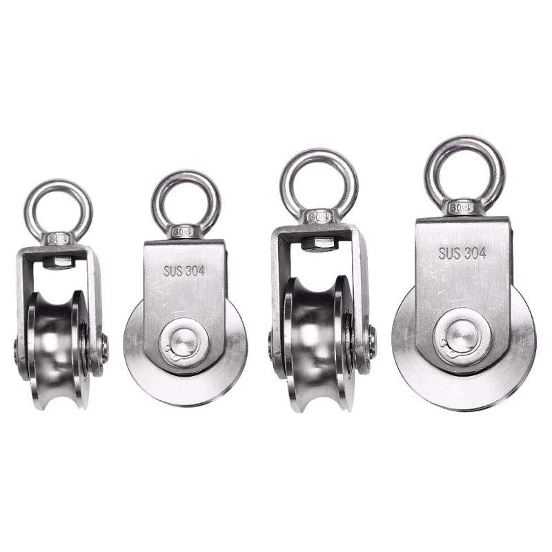 304 Stainless Steel Pulley  V-Shaped Load-Bearing 350 kg Wire Rope Crane Traction Fixed Wheel Lifting Bearing Pulley Bearing
