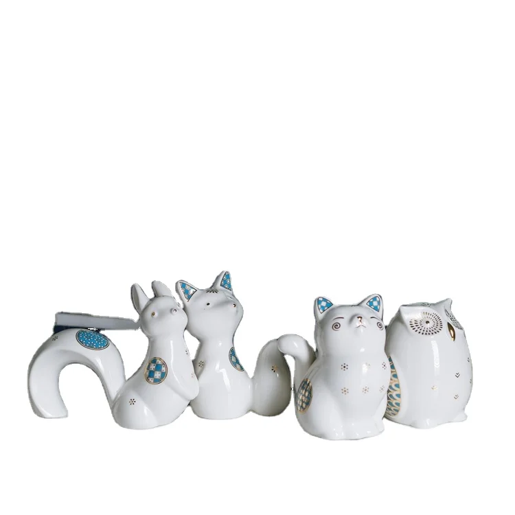 Ceramic Little Ornaments Owl Squirrel Cat Home Decor Table Decorative Ornaments Porcelain