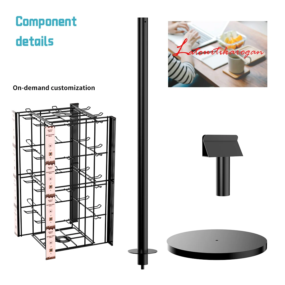 4-Sides Retail Rotating Metal Wire Car Coaster Counter Display Stand with 32 Hooks
