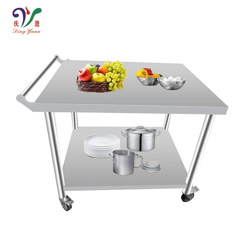 oem custom professional commercial kitchen prep worktable rectangle 304 stainless steel work table with over shelf