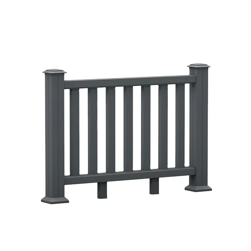 
Outside Handrail Round Balusters Brown Composite Deck Brown Solid wood WPC Railing 