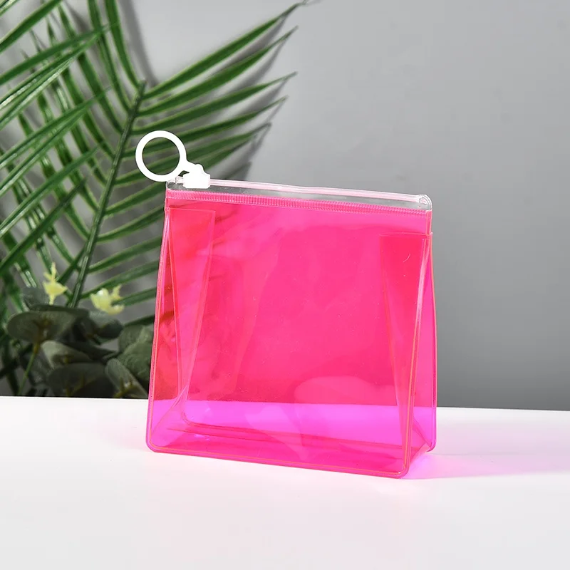 Ready To Ship S size 13x13x5cm clear zipper pvc cosmetic bags multi-functional toiletry waterproof frosted plastic zip top bag