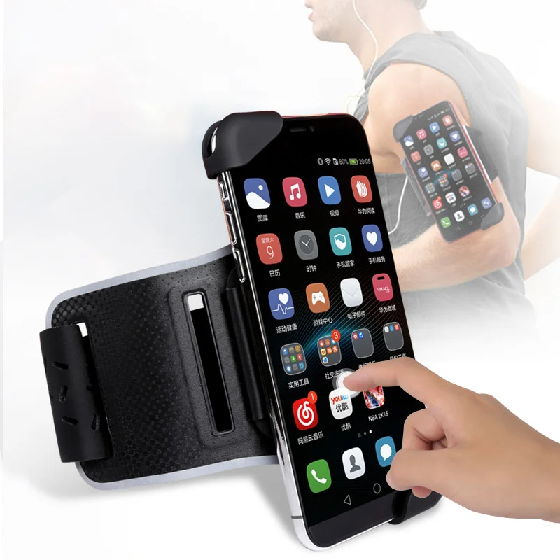 Silicone Reflective Running Phone Holder Walking Gym Workout Adjustable Strap Zipper Pocket Arm Bag for iPhone & Samsung Galaxy