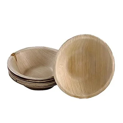 6inch disposable biodegradable compostable areca palm leaf tableware wooden plates tray deep bowl