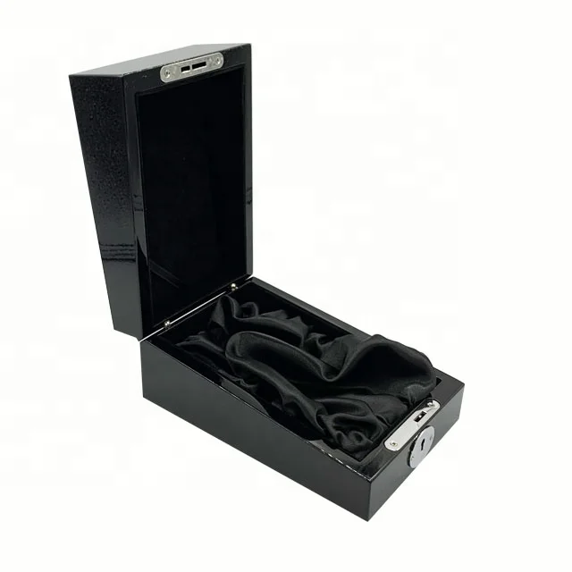 hot sale new design piano black lacquer finish luxury wooden perfume gift box