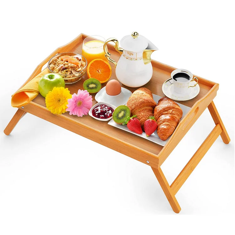 Bamboo Laptop Folding Serving Breakfast Food Tray bed tray breakfast