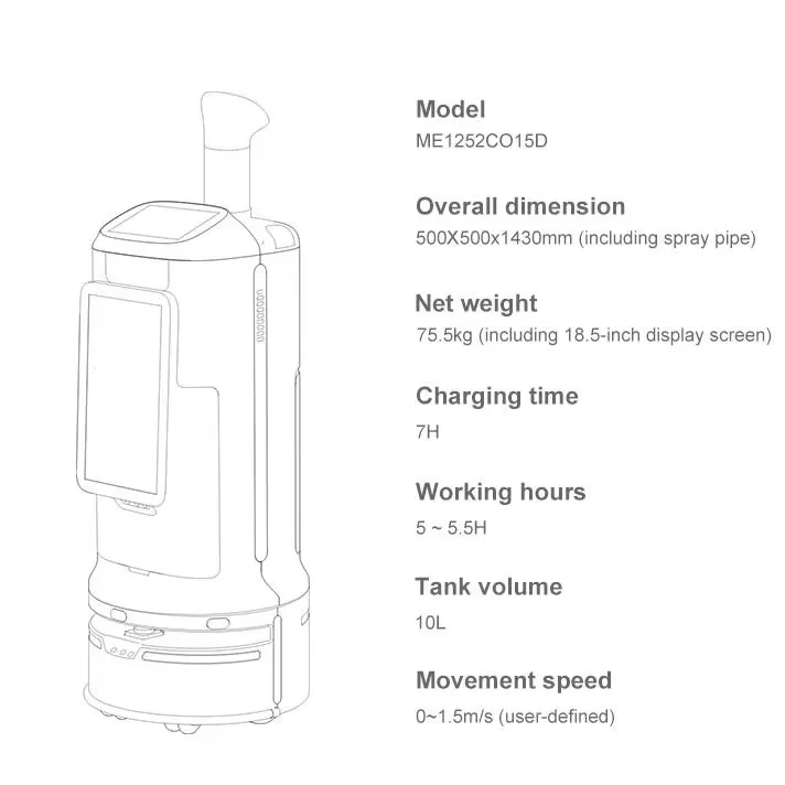 Indoor White Autopilot Disinfection Spray Robot Sanitizer for Hospital
