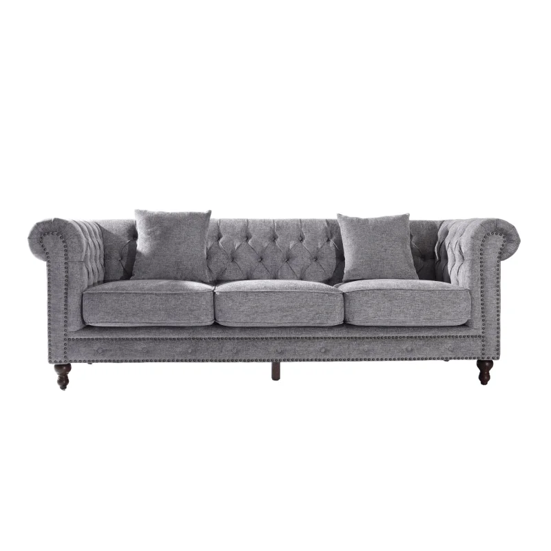 Europe Classic Vintage 3 Seat Living Room Couch Leather Sofa Luxury Chesterfield convertible Sofa