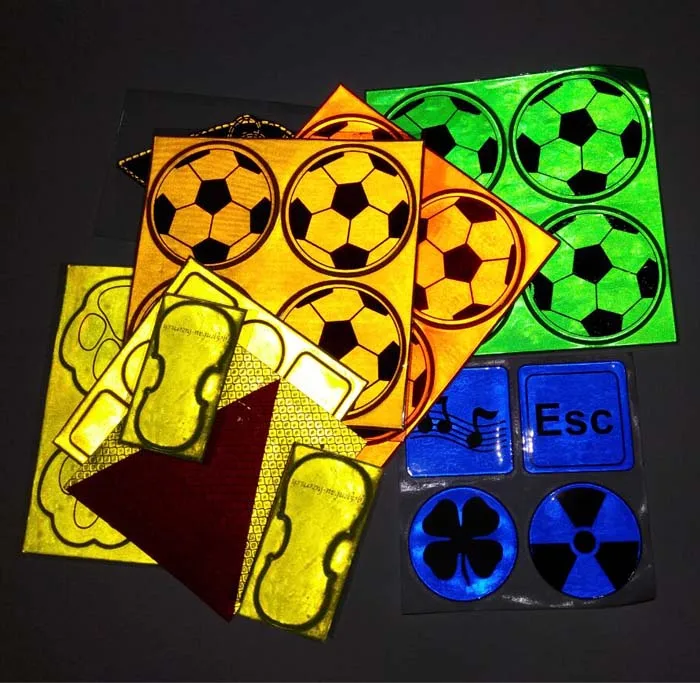 customized logo barcode printing high visibility adhesive film sheet die cut light reflective wall sticker for children gifts