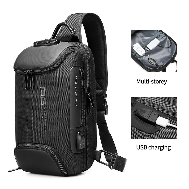 2021 factory hot sell wholesale fashion anti theft men custom waterproof shoulder chest crossbody sling bag for men