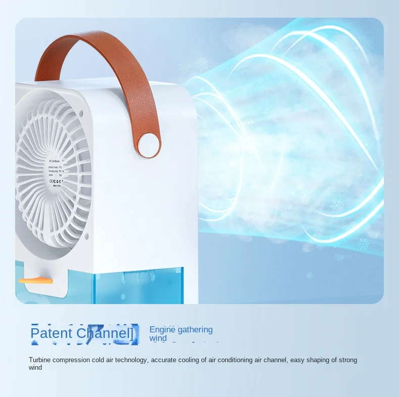 Suitable for Family Room Desk and Camping Portable Air Conditioning Fan with Fragrance Rechargeable Low Noise Personal Air Coole