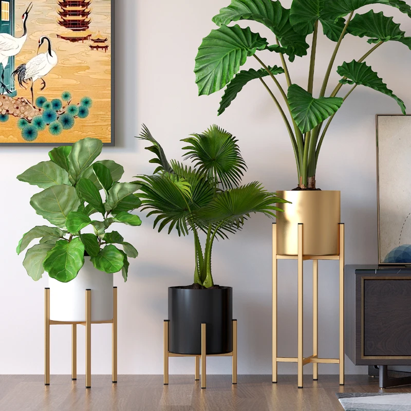 Factory Price Metal Plant Stand Power Coated Gold Color Flower Pot Stands Indoor Outdoor Metal Potted Gold Plant Holder
