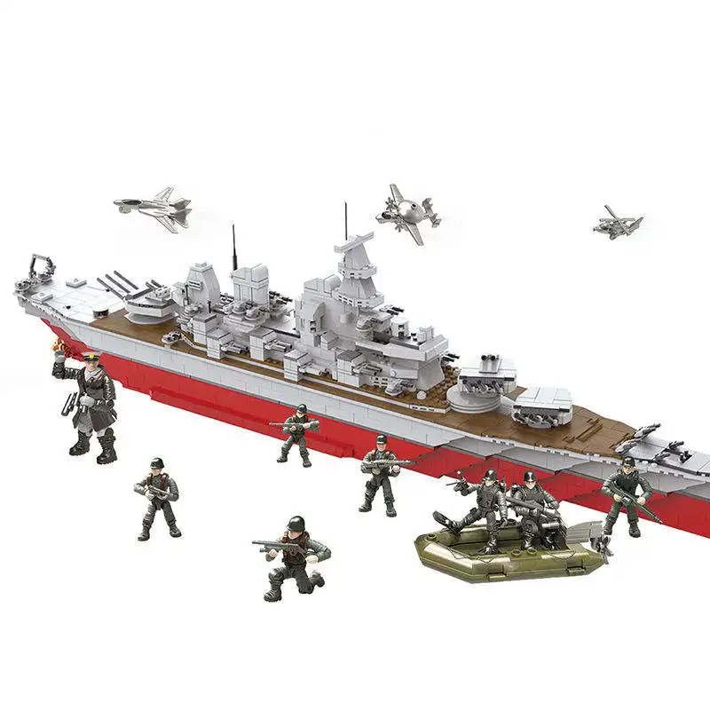 2075pcs Military Ships DIY Assembly Toys With Military Figures Model Building Block Toy Set Educational Puzzle Block Toys