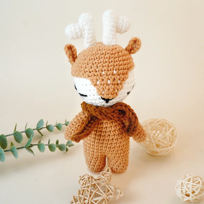 Unisex Crochet Christmas Nativity Amigurumi Set Mary Joseph Baby Jesus Doll PP Cotton Filled for Baby Moose Reindeer Doll