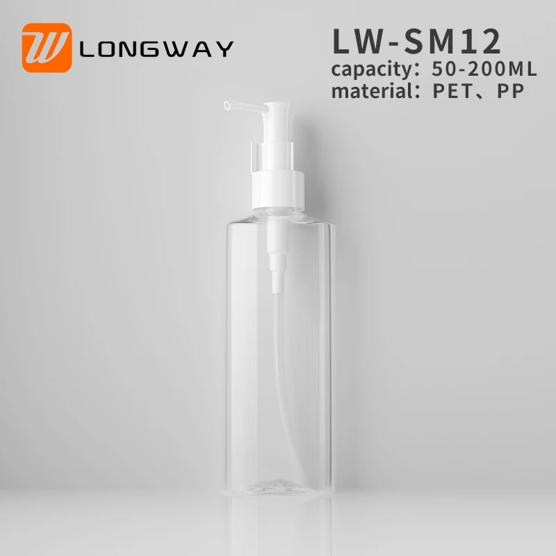 Lotion Bottle Transparent Cosmetic Packaging Plastic Skin Care Screen Printing with Pump PET Customized ISO Oval Screw Cap