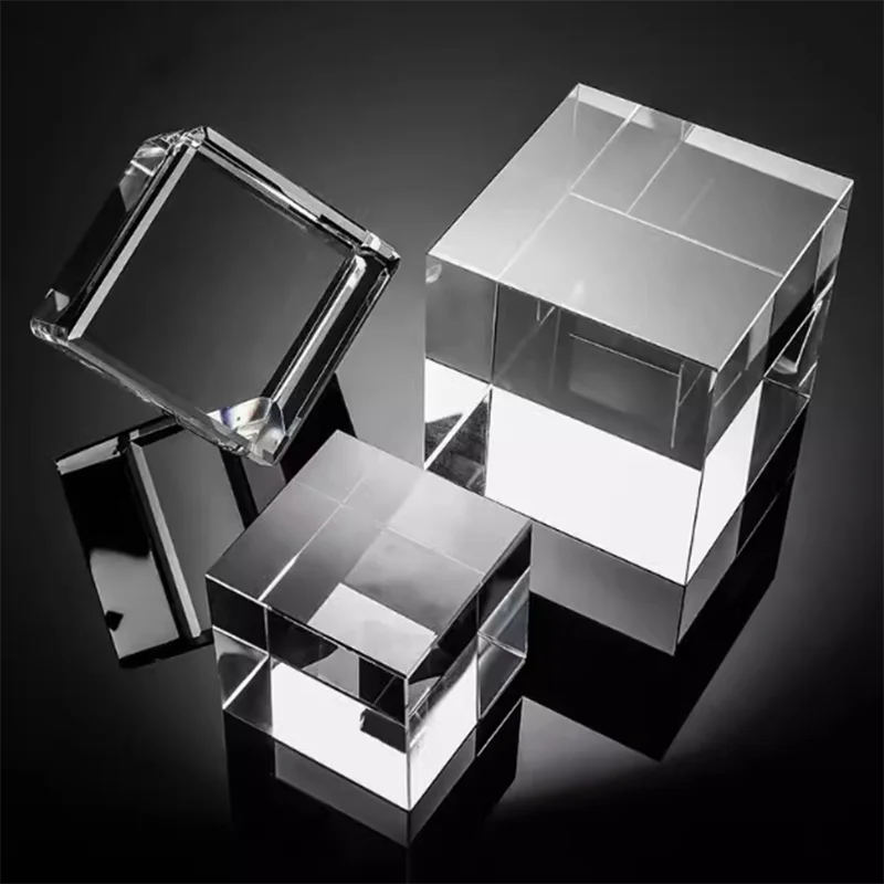 Memorial 3d k9 crystal paper weight optical transparent crystal cube photography props decoration