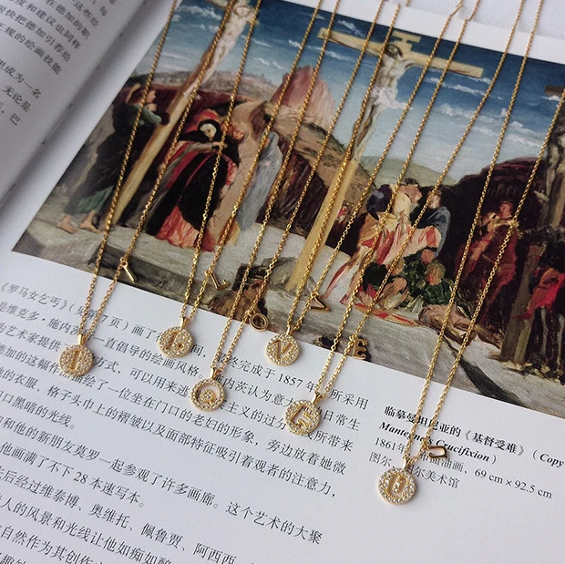 VIANRLA mini initial necklace 925 sterling silver initial letter pendant necklace gold initial necklace