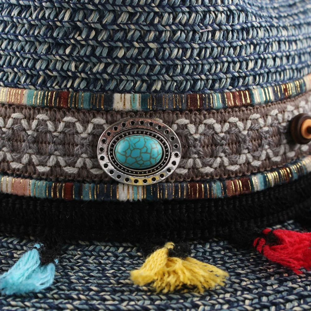 Foreign Trade New Western Cowboy Hat Spring And Summer Outdoor Tourism Beach Hat Handmade Woven Large Eaves Sun Visor Hat