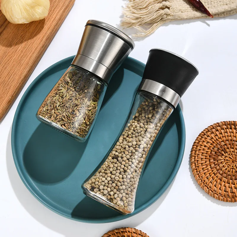 180ml 200ml Portable Empty Transparent Restaurant Kitchen Glass Salt and Pepper Grinder