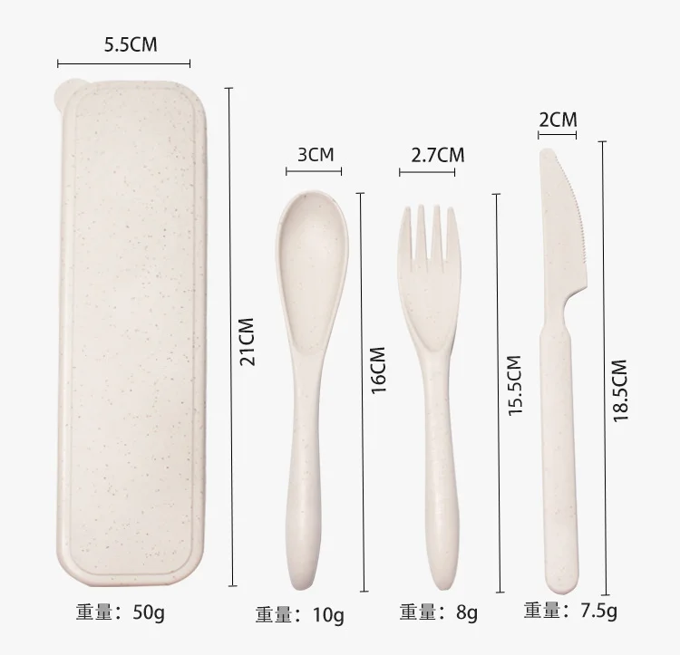 GEMEI Eco Friendly Wheat Straw Cutlery Set Knives Fork and Spoon Lightweight Flatware Sets for Traveling Camping