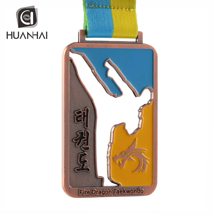 Huanhai Заводская Спортивная блестящая позолоченная мягкая эмалированная медаль карате