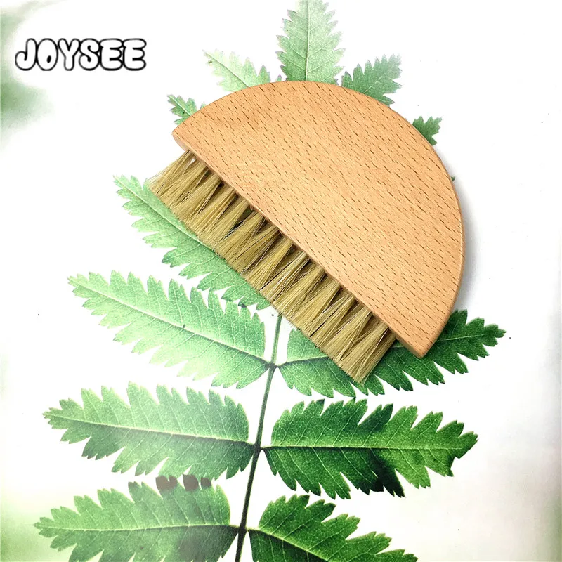 Factory Tiny Semicircle Beech Wood Cleaning Brush with Short Pig Bristle for Keyboard Cleaning