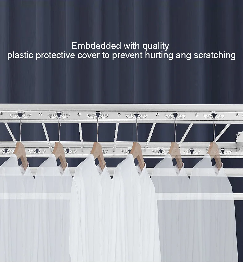 Smart Houseware Custom Logo  Aluminum Clothing Rack Electric Outdoor Balcony Use Cleaning Rack with Automatic Hanger