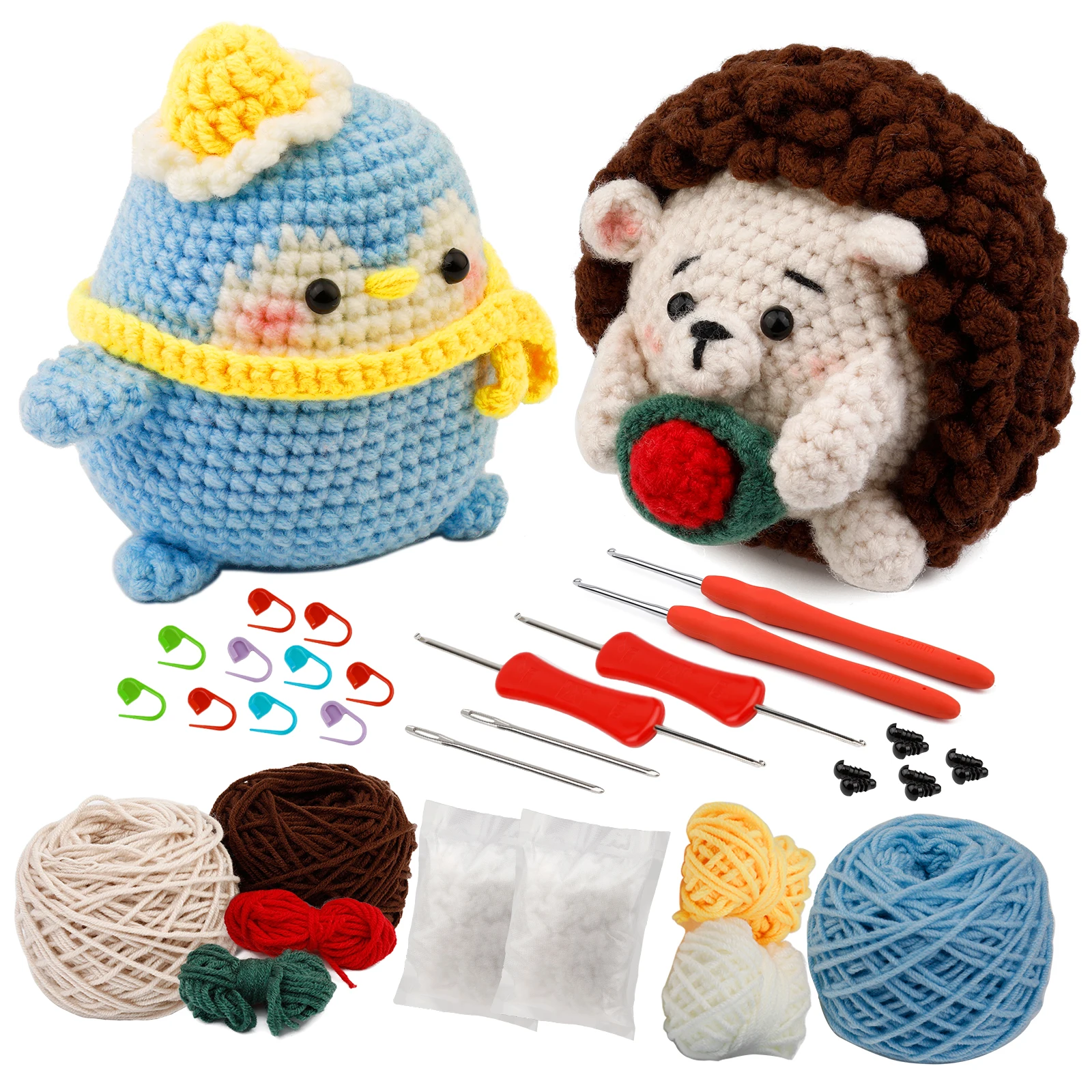Handmade Crochet Beginner Kit Animal Diy Hedgehog and Penguin Animal Crochet Kit