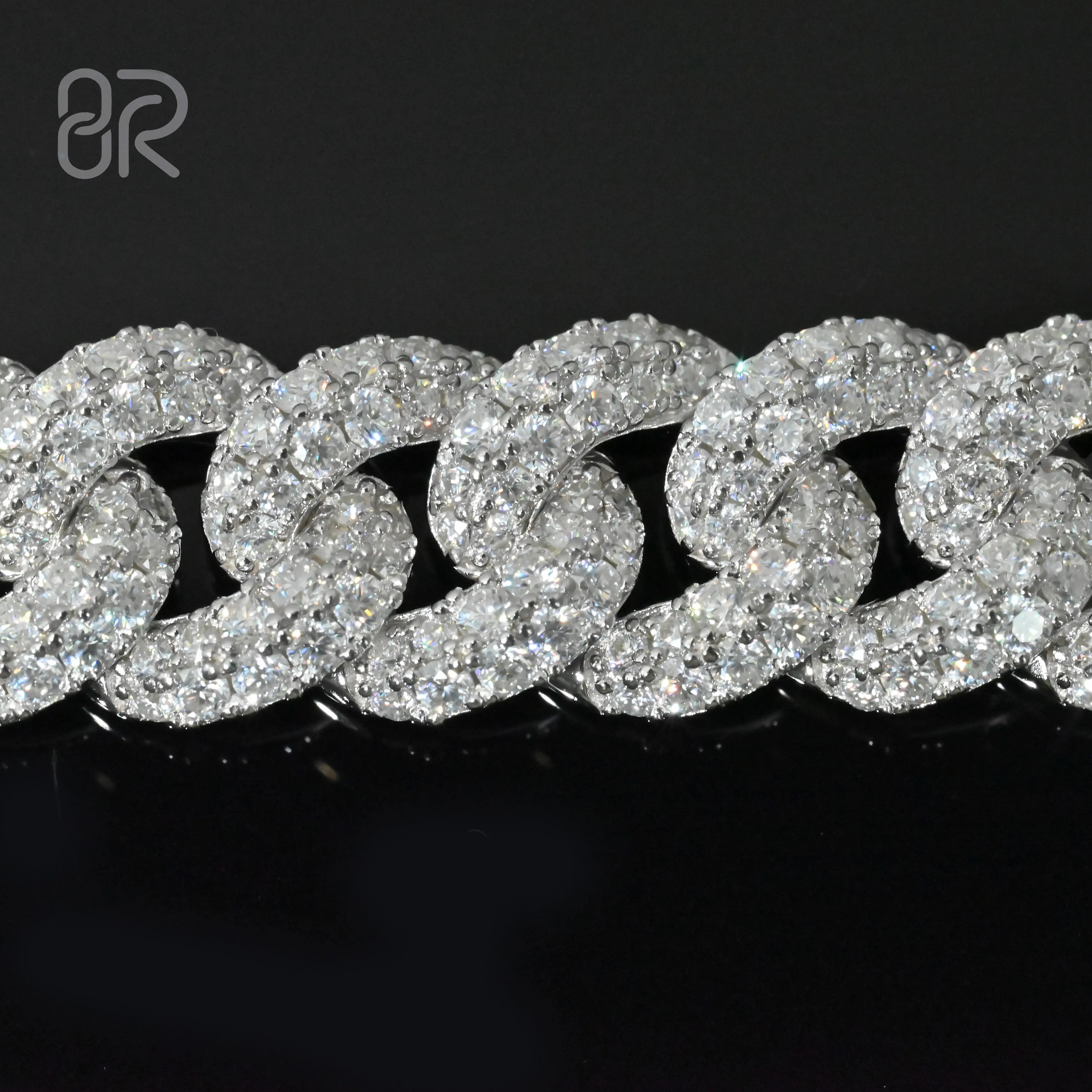 Custom Pass Diamond Test VVS Moissanite Aircular Arc Cuban Link Chain 14mm 18mm Hip Hop Necklace Bracelet Men 925 Jewelry