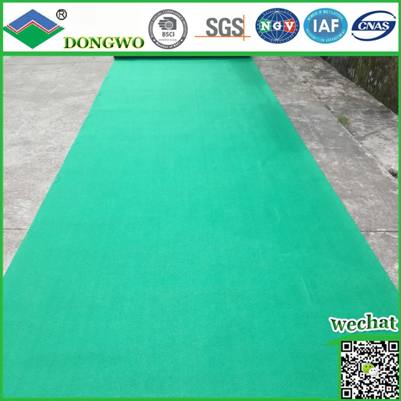 Green Color Plain Surface Needle Punch Exhibition Carpet Roll For Decoration