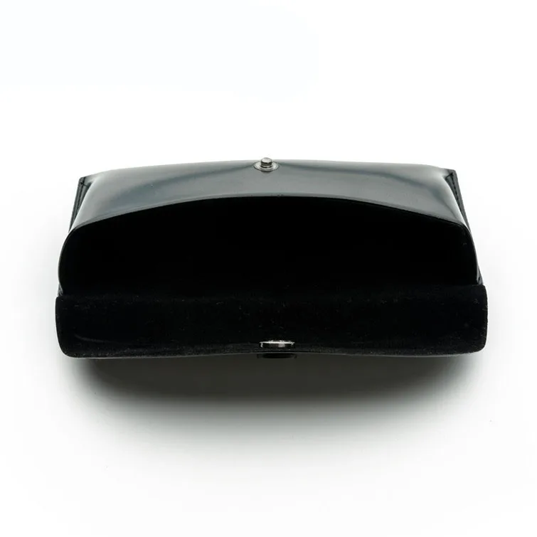 Factory Wholesale Unisex Handmade Custom Logo Shiny Black PU Leather Sunglasses Case Eyewear Case