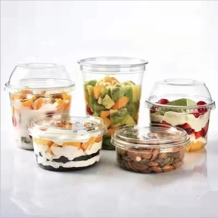 Fruit Cups with Lids Plastic Disposable PET 117mm Diameter 32oz 8oz 12oz 16oz 24oz 32oz Salad,other Food Accept Custom Logo Bowl