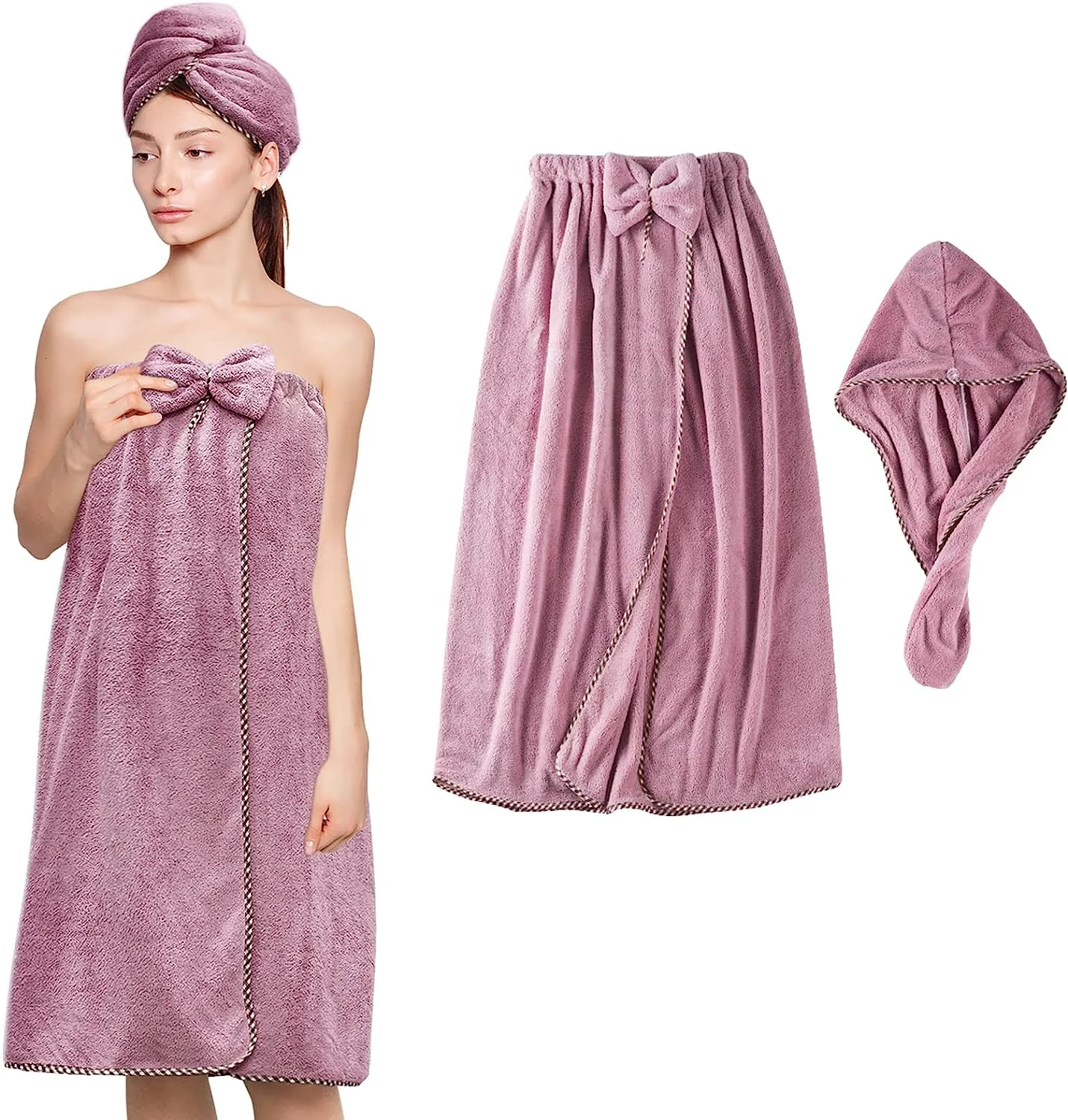 Custom Super Absorbent Quick Drying Coral Velvet Bath Skirt Wearable Bra Bath Skirt Shower Wrap Women Bath Towel