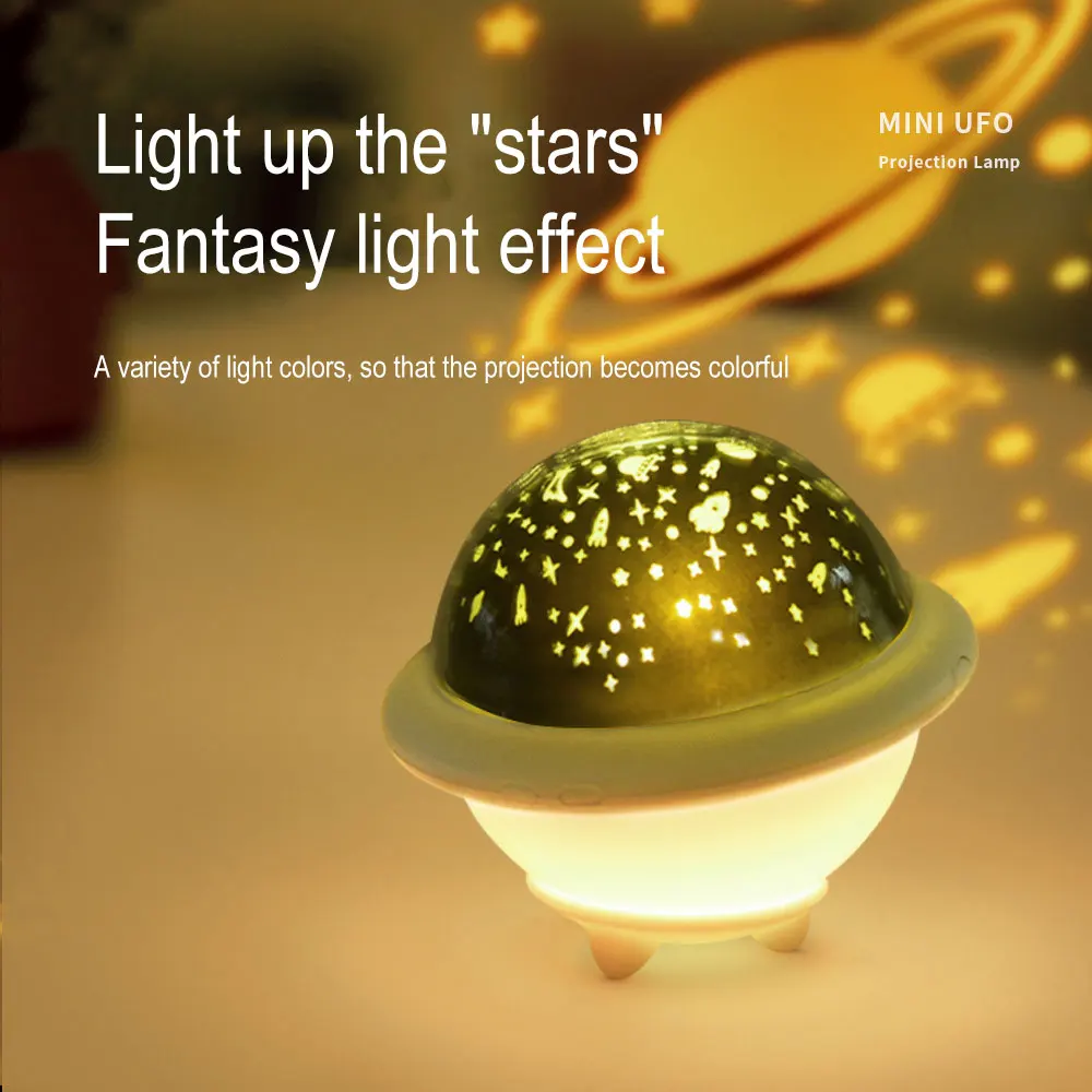 New Cute Decorative Bedroom Small Star Sky Projection Lamp Led Mini Planet Moon UFO Projector Night Light For Kids Room