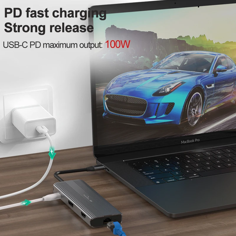 Многофункциональный 8 портов типа C USB Hub Поддержка скорость 60 Гц MINI DP 4K HD SD TF карты высокая в 1 взаимный обмен данными между компьютером и периферийными устройствами концентратор для ноутбука