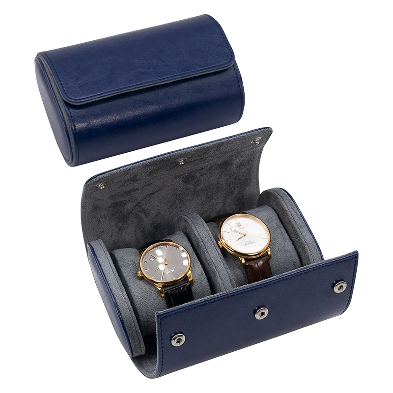 ready to ship Low Moq 2 slot travel watch roll case for men