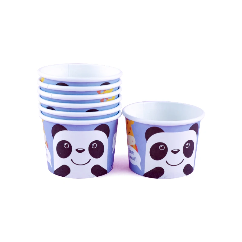 Takeaway Biodegradable PE Coated Customized Disposable 3oz Ice Cream Paper Cups With Lids