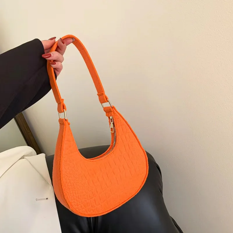 One-shoulder Hand Bag Stone 2023 Korean New Pattern Underarm Casual Summer Single Strap Autumn PU Main Cotton Trends Ladies