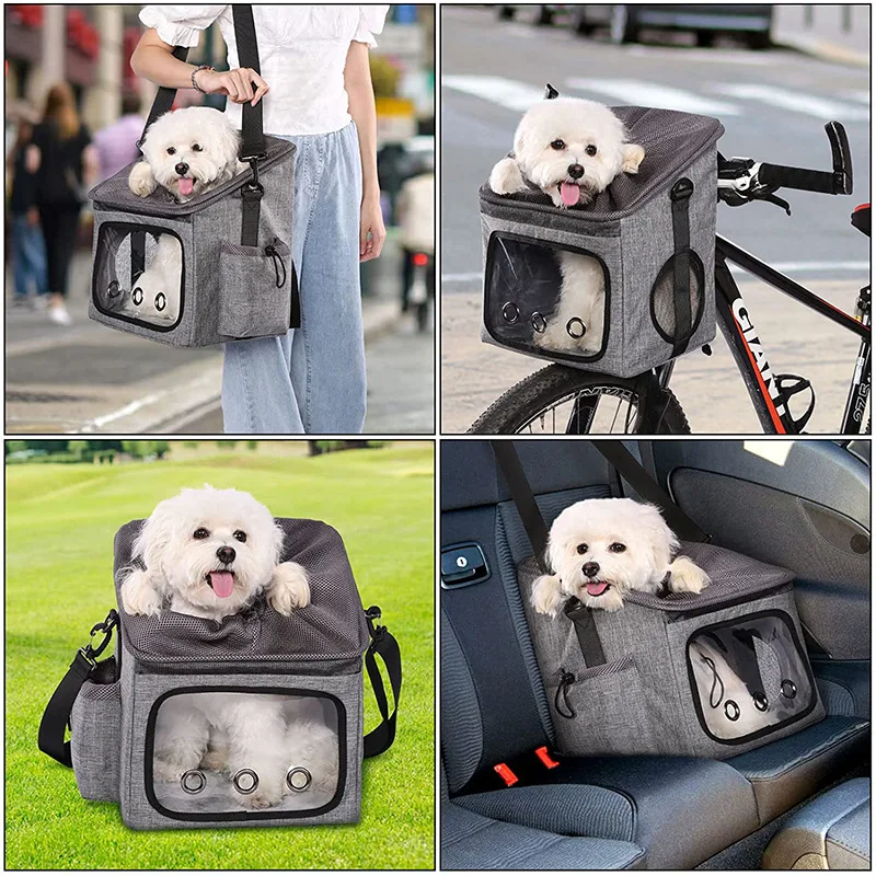 TikTok  Hot selling 2023 new Pet carries bag Bicycle carrier Mesh window collapsible cat seat for dog