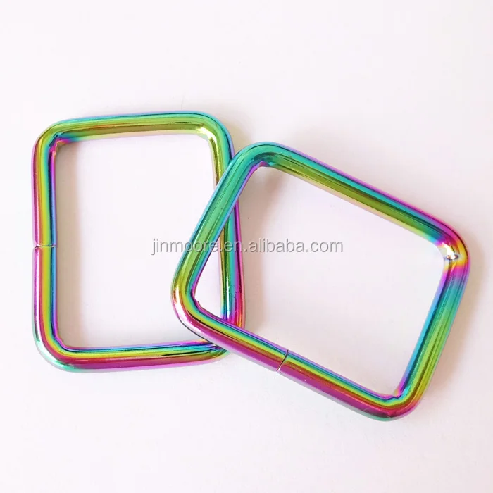 Rainbow Metal Rectangle Ring Buckles Webbing Strap Loops Adjuster Square Buckle