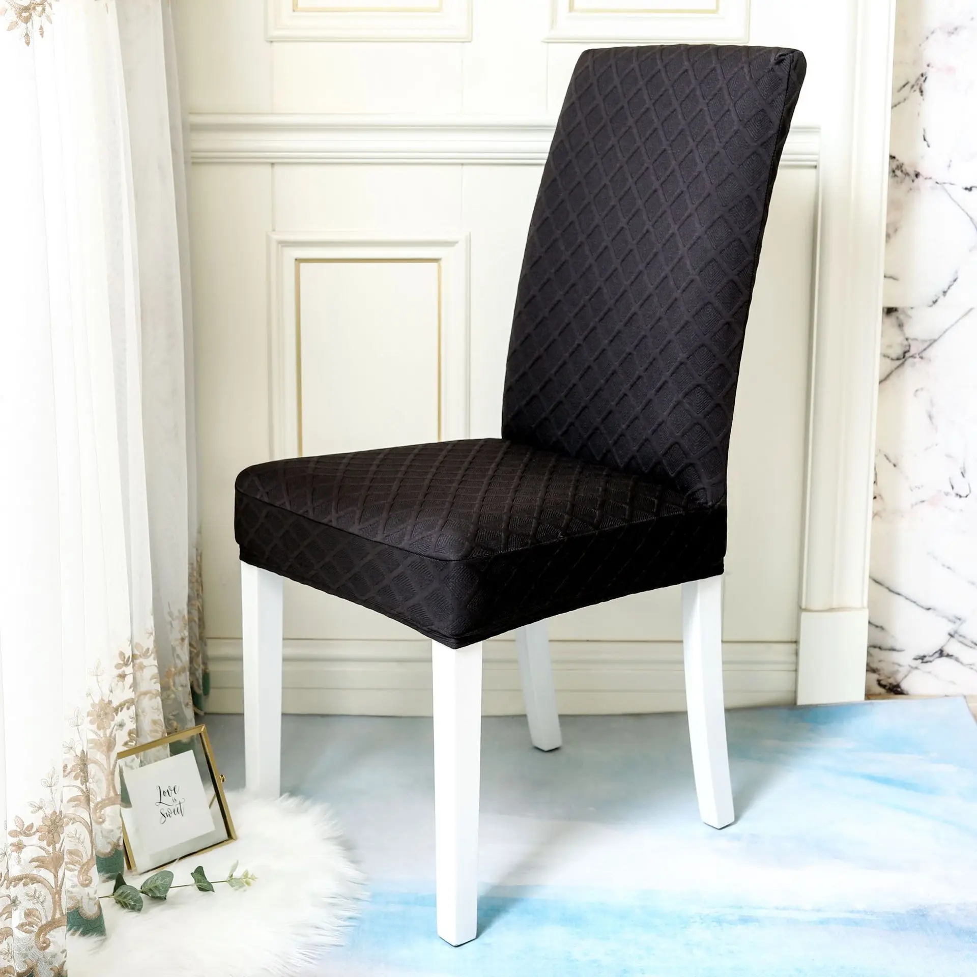 NEW Waterproof Elastic Jacquard Chair Cover for Dining Room Chair Covers for Chairs Kitchen Wedding Hotel Banquet Protector Seat